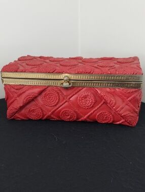 Red Quilted Decorative Trinket Box